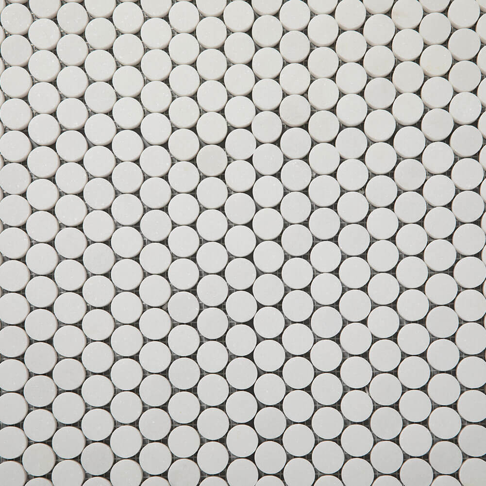Thassos White Marble Penny Round Mosaic Tile 1 Inch Polished (5-Pack)