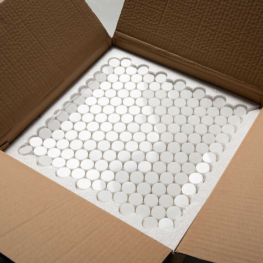 Thassos White Marble Penny Round Mosaic Tile 1 Inch Polished (5-Pack)