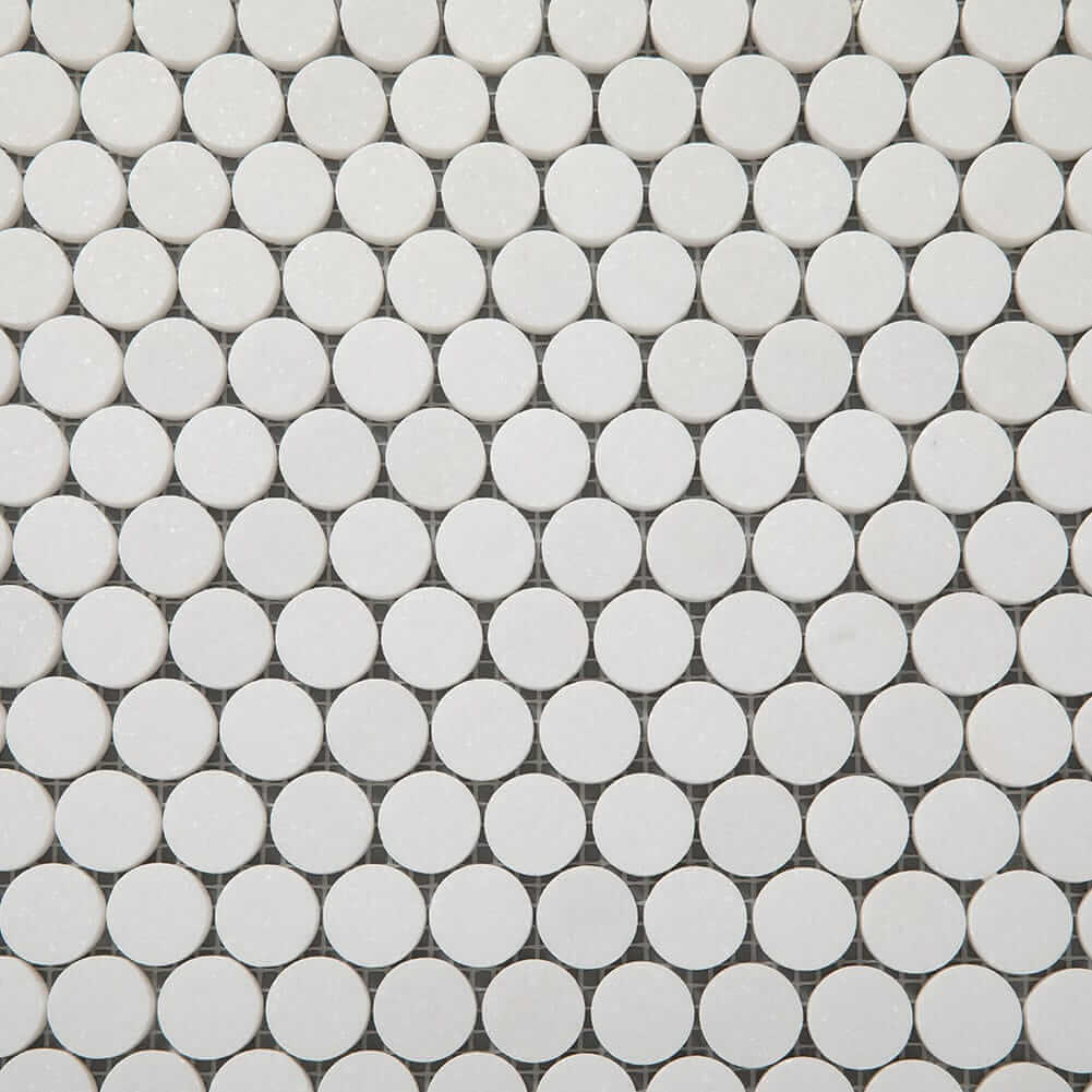 Thassos White Marble Penny Round Mosaic Tile 1 Inch Polished (5-Pack)