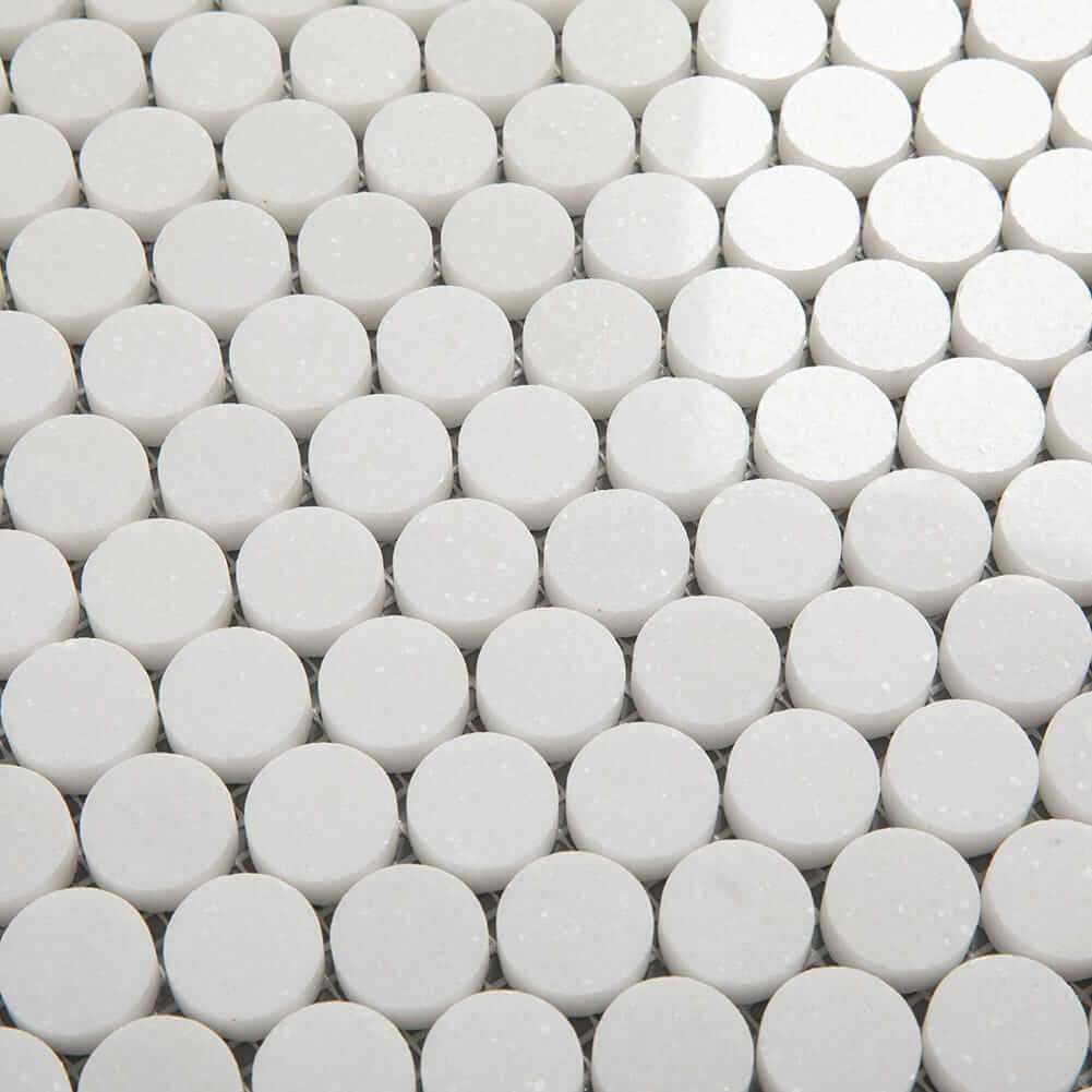 Thassos White Marble Penny Round Mosaic Tile 1 Inch Polished (5-Pack)