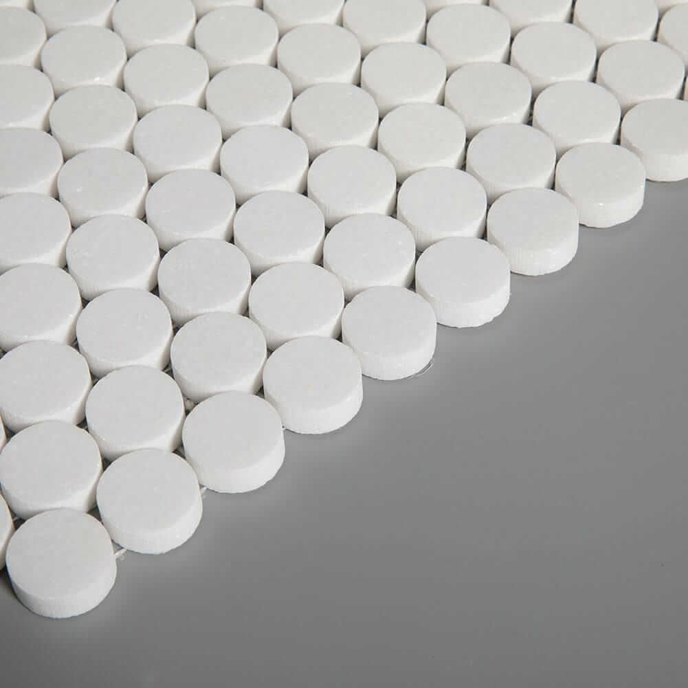 Thassos White Marble Penny Round Mosaic Tile 1 Inch Polished (5-Pack)