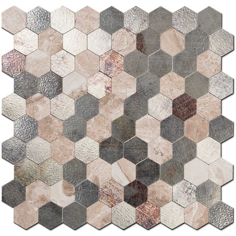 Retro hexagon Peel and Stick Backsplash Tile (5-Pack, 5 sq.ft)