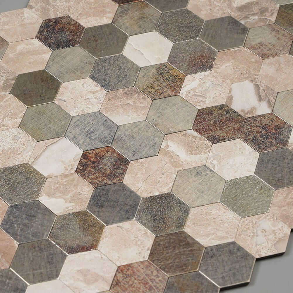 Retro hexagon Peel and Stick Backsplash Tile (5-Pack, 5 sq.ft)