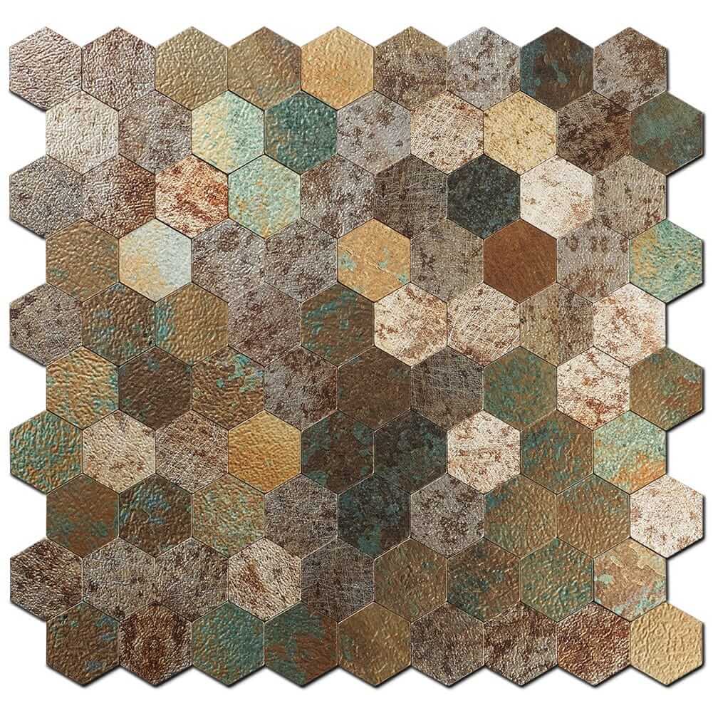 Colorful Retro Hexagon Peel and Stick Backsplash Tile (5-Pack, 5sq.ft)