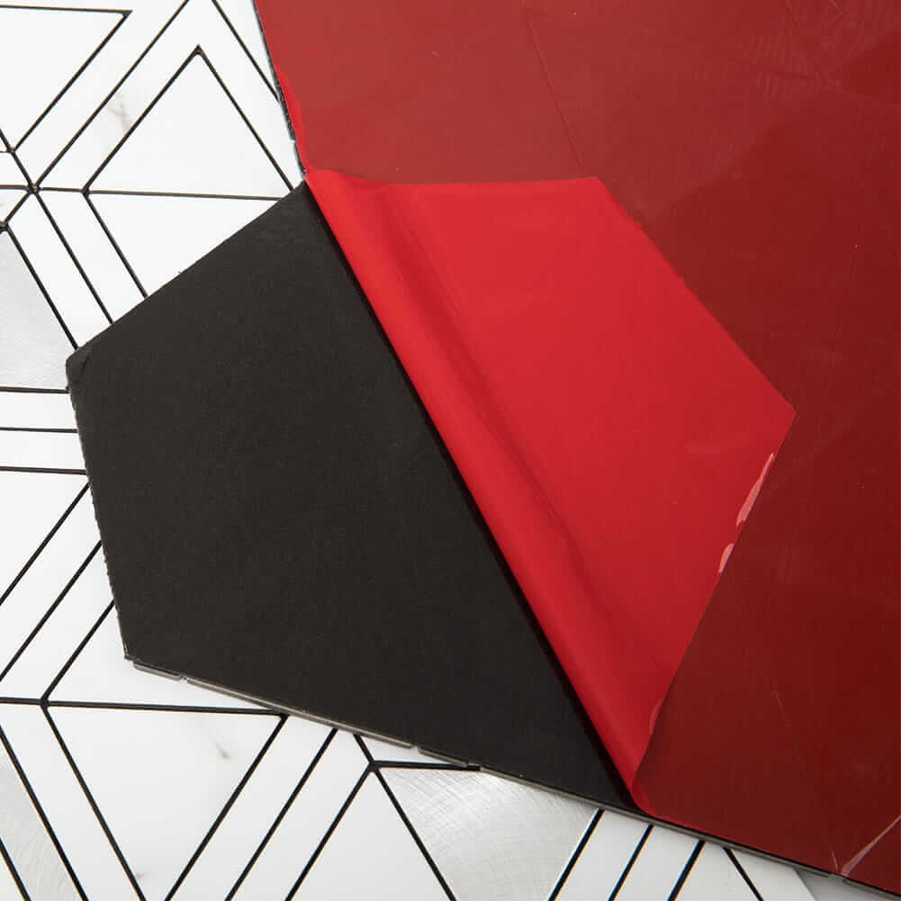 White Marble Grain with Stainless Steel Triangle Peel and Stick Tile Backsplash (5-Pack)