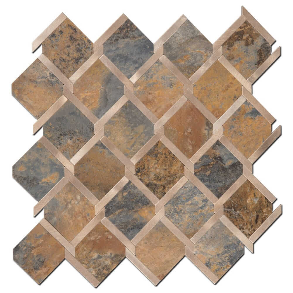 Rusty Stone Grain with Gold Peel and Stick Backsplash Tile (5 sq.ft，5-Pack)