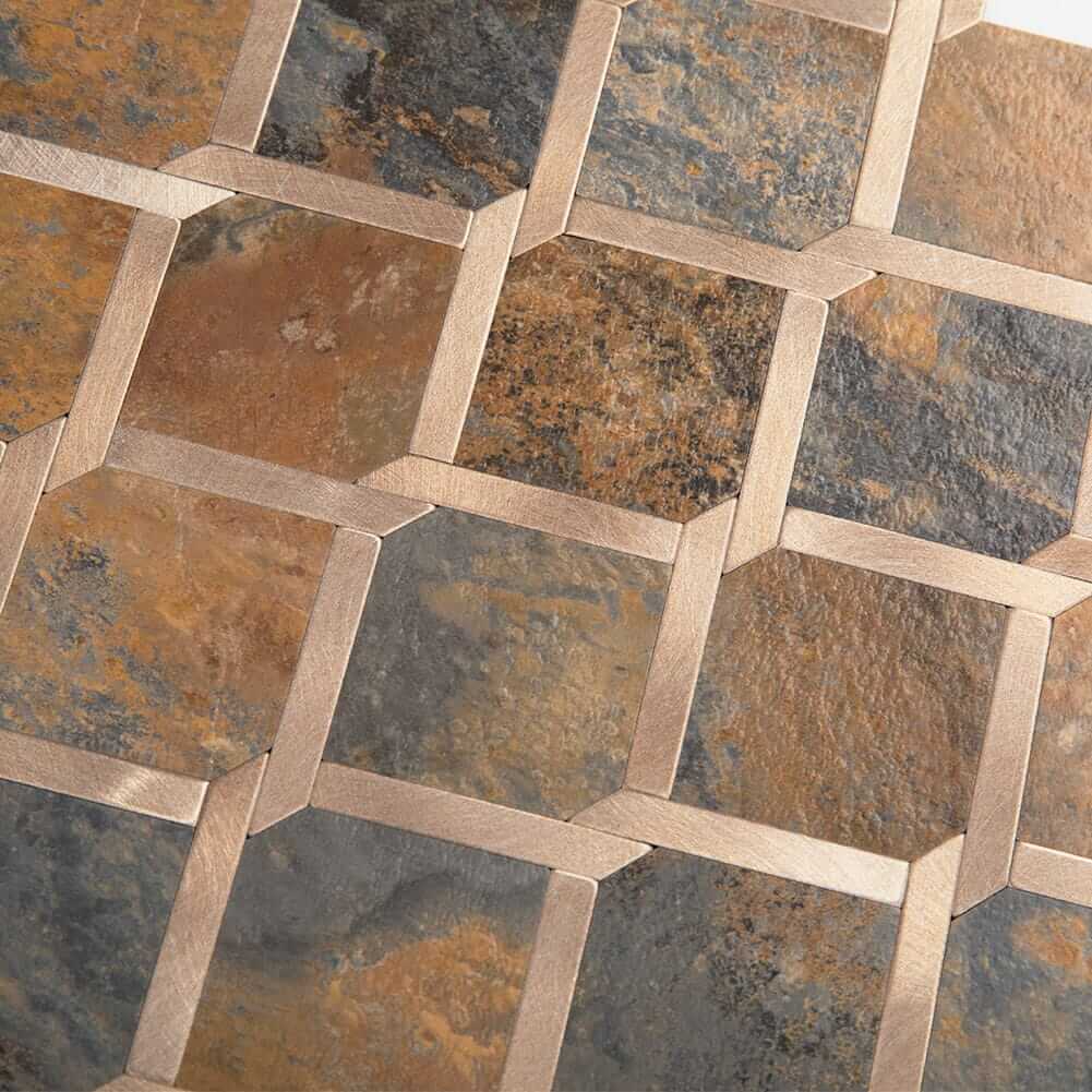 Rusty Stone Grain with Gold Peel and Stick Backsplash Tile (5 sq.ft，5-Pack)