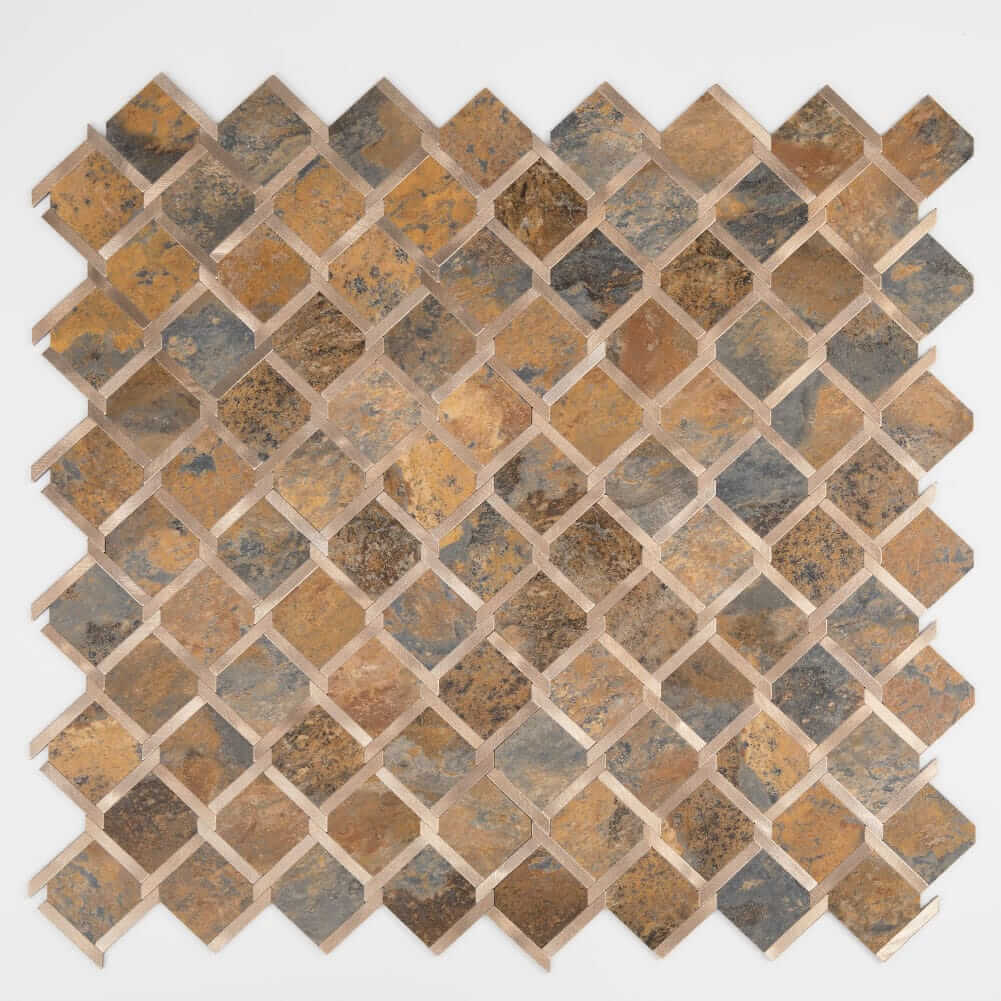 Rusty Stone Grain with Gold Peel and Stick Backsplash Tile (5 sq.ft，5-Pack)
