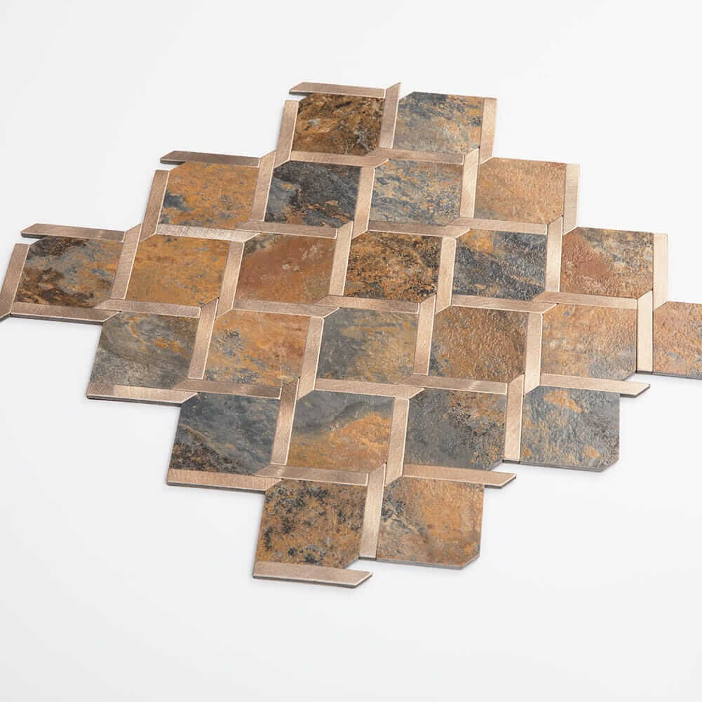 Rusty Stone Grain with Gold Peel and Stick Backsplash Tile (5 sq.ft，5-Pack)