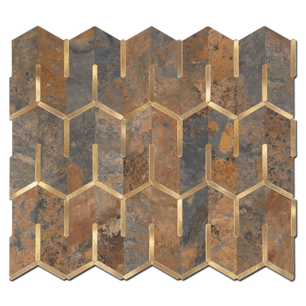 Peel and Stick Tile Backsplash PVC Rusty stone Chevron Tile (5-pack)