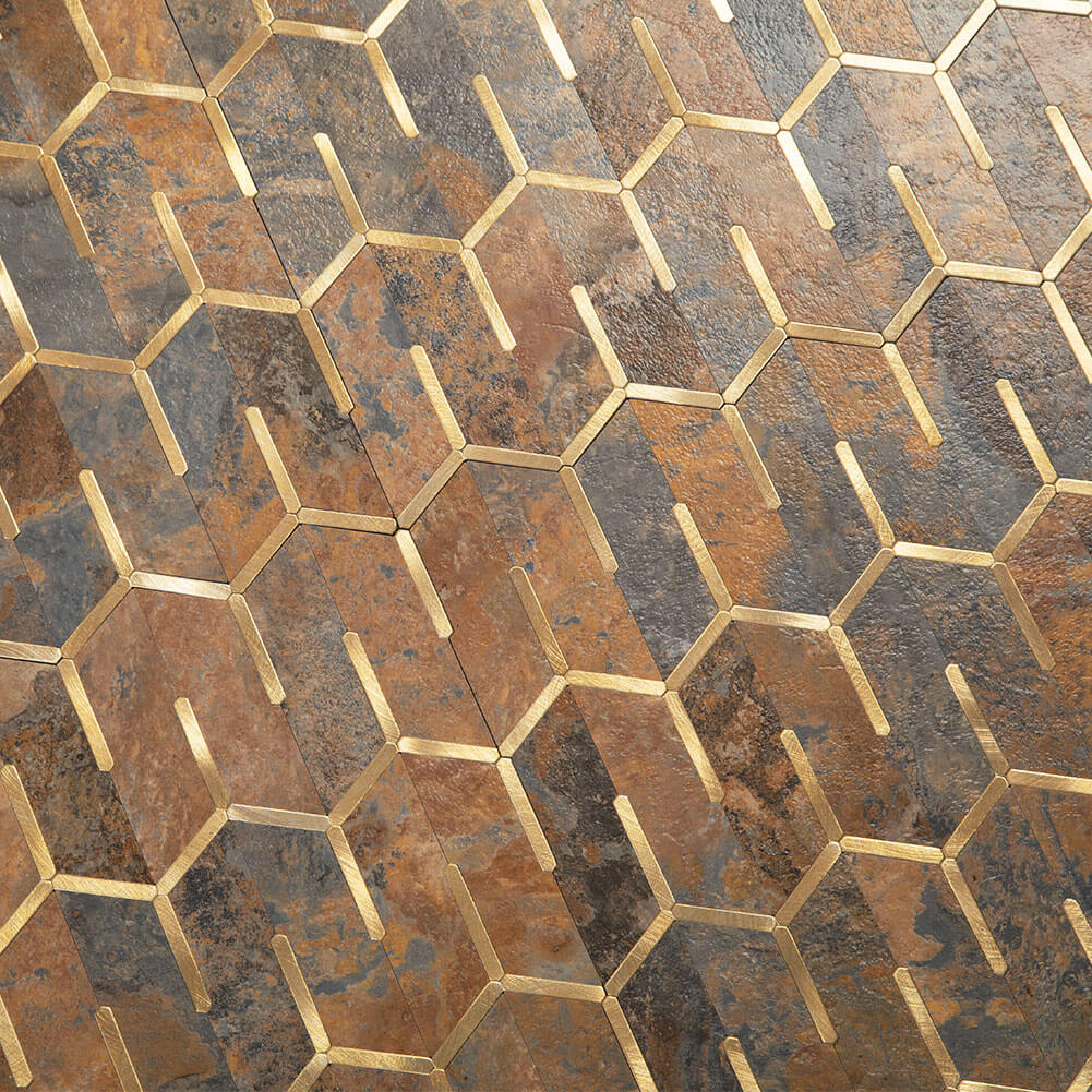 Peel and Stick Tile Backsplash PVC Rusty stone Chevron Tile (5-pack)