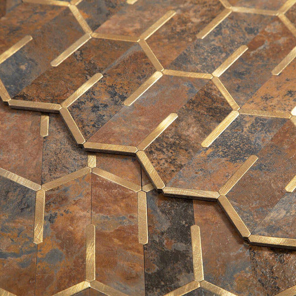 Peel and Stick Tile Backsplash PVC Rusty stone Chevron Tile (5-pack)