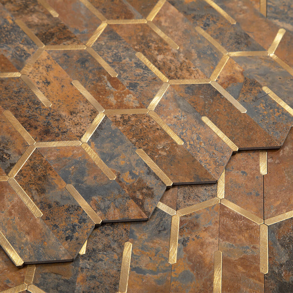 Peel and Stick Tile Backsplash PVC Rusty stone Chevron Tile (5-pack)