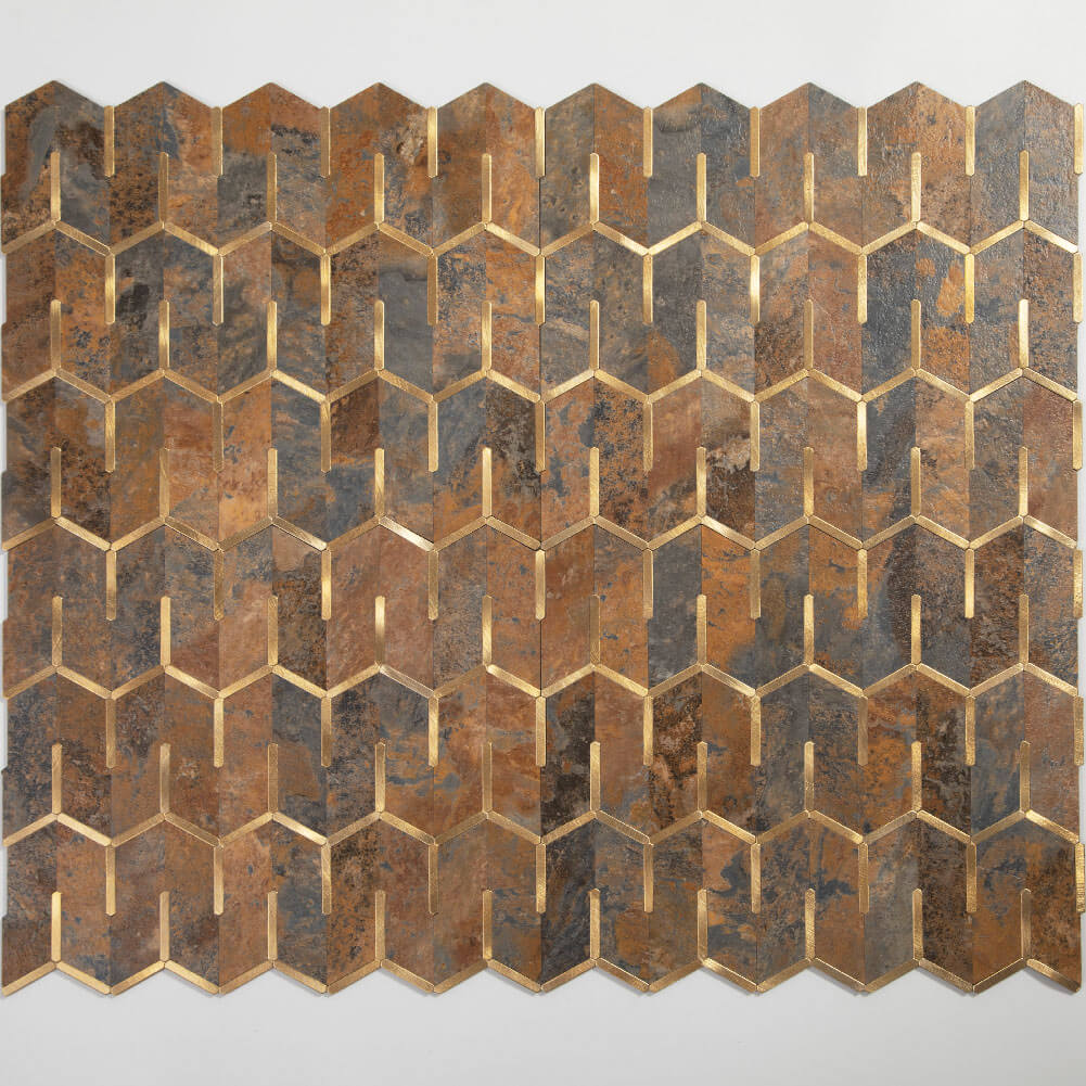 Peel and Stick Tile Backsplash PVC Rusty stone Chevron Tile (5-pack)