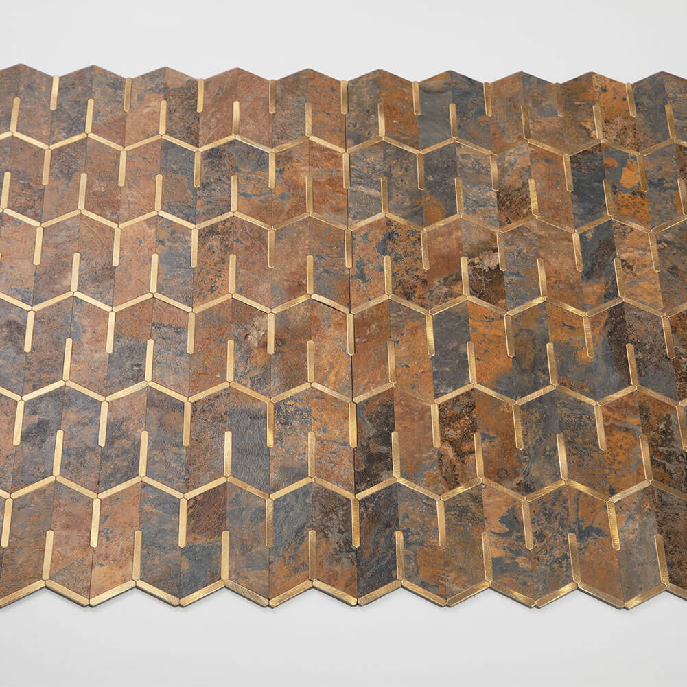 Peel and Stick Tile Backsplash PVC Rusty stone Chevron Tile (5-pack)