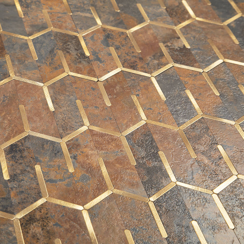 Peel and Stick Tile Backsplash PVC Rusty stone Chevron Tile (5-pack)