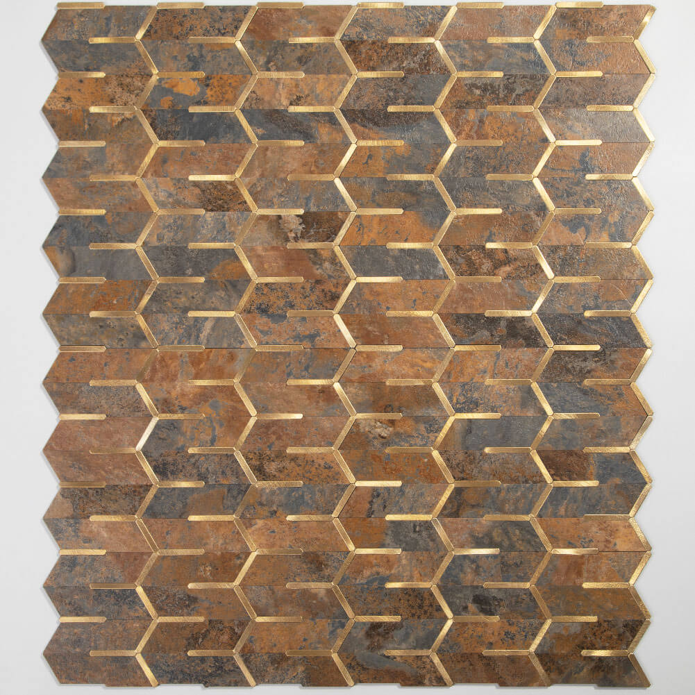 Peel and Stick Tile Backsplash PVC Rusty stone Chevron Tile (5-pack)