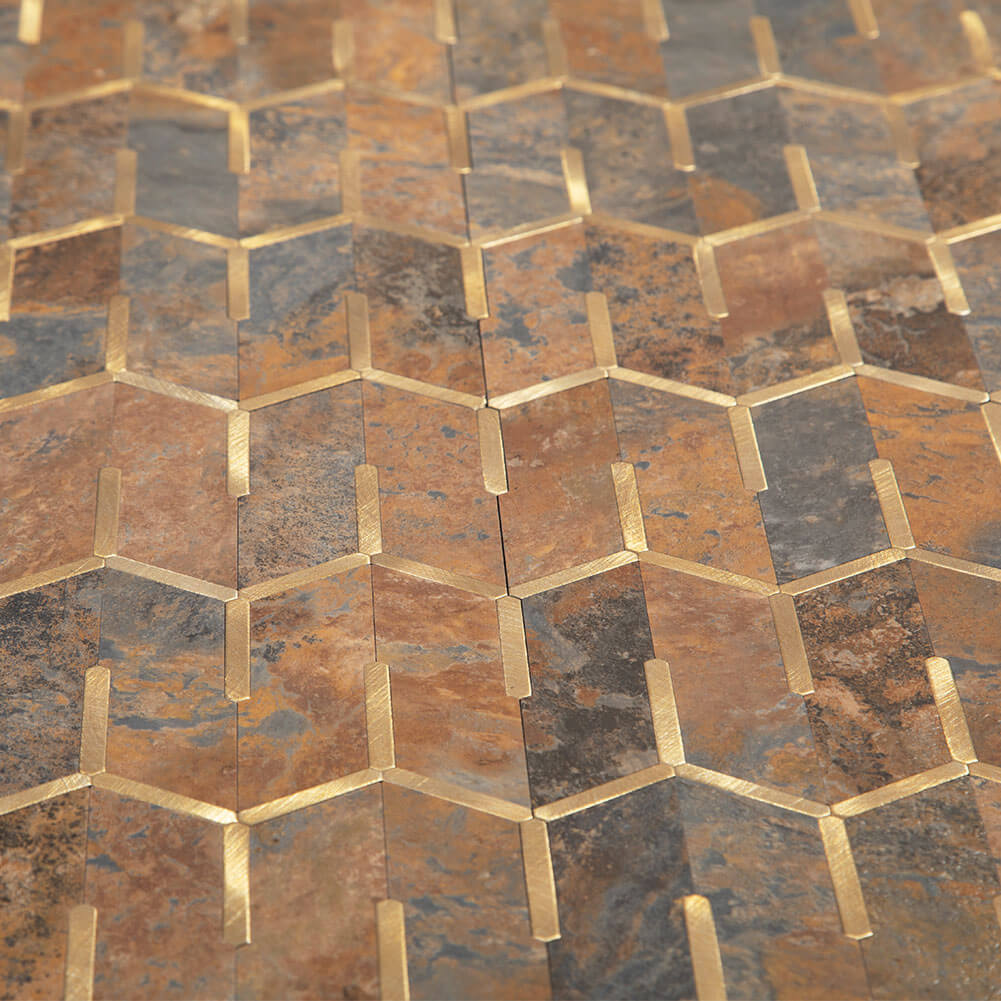 Peel and Stick Tile Backsplash PVC Rusty stone Chevron Tile (5-pack)