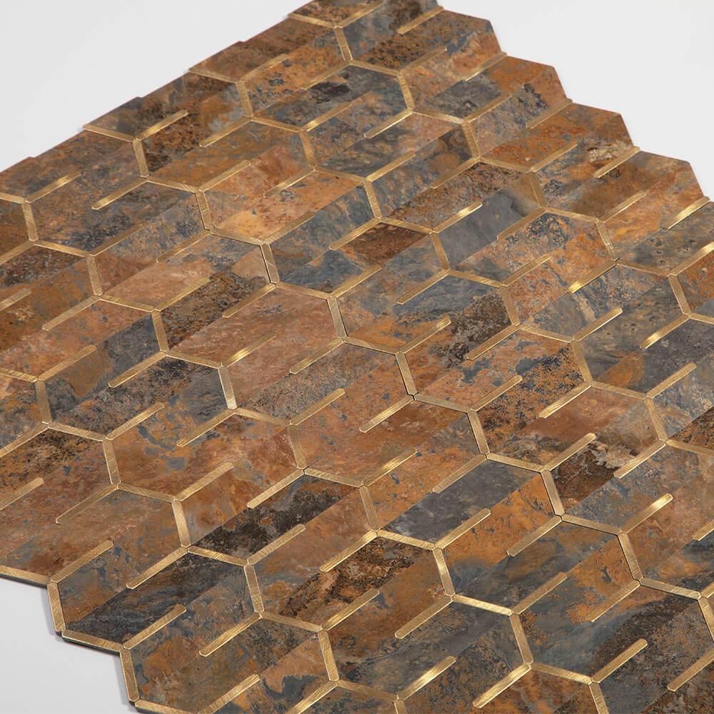 Peel and Stick Tile Backsplash PVC Rusty stone Chevron Tile (5-pack)