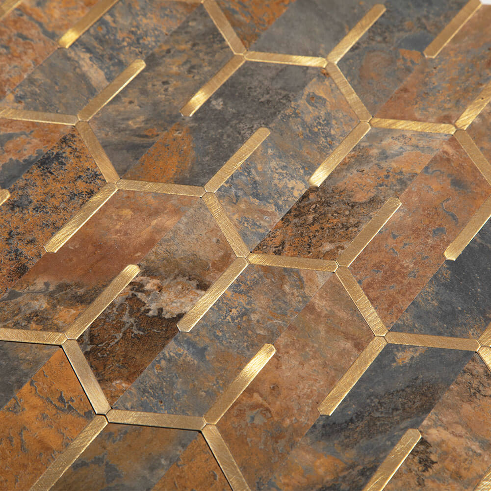 Peel and Stick Tile Backsplash PVC Rusty stone Chevron Tile (5-pack)