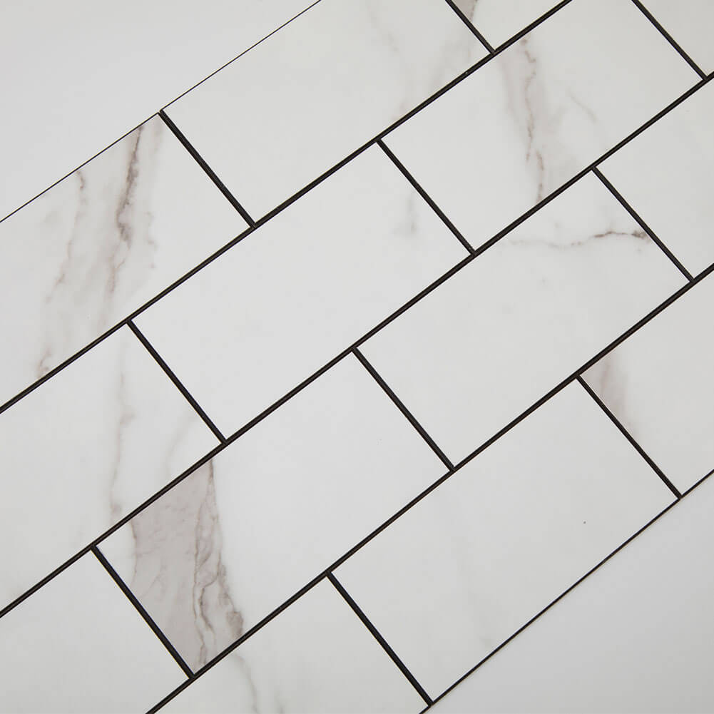 3’‘x 6‘’ Subway White Marble Grain Peel and Stick Tile Backsplash (5-Pack, 5 sq.ft.)