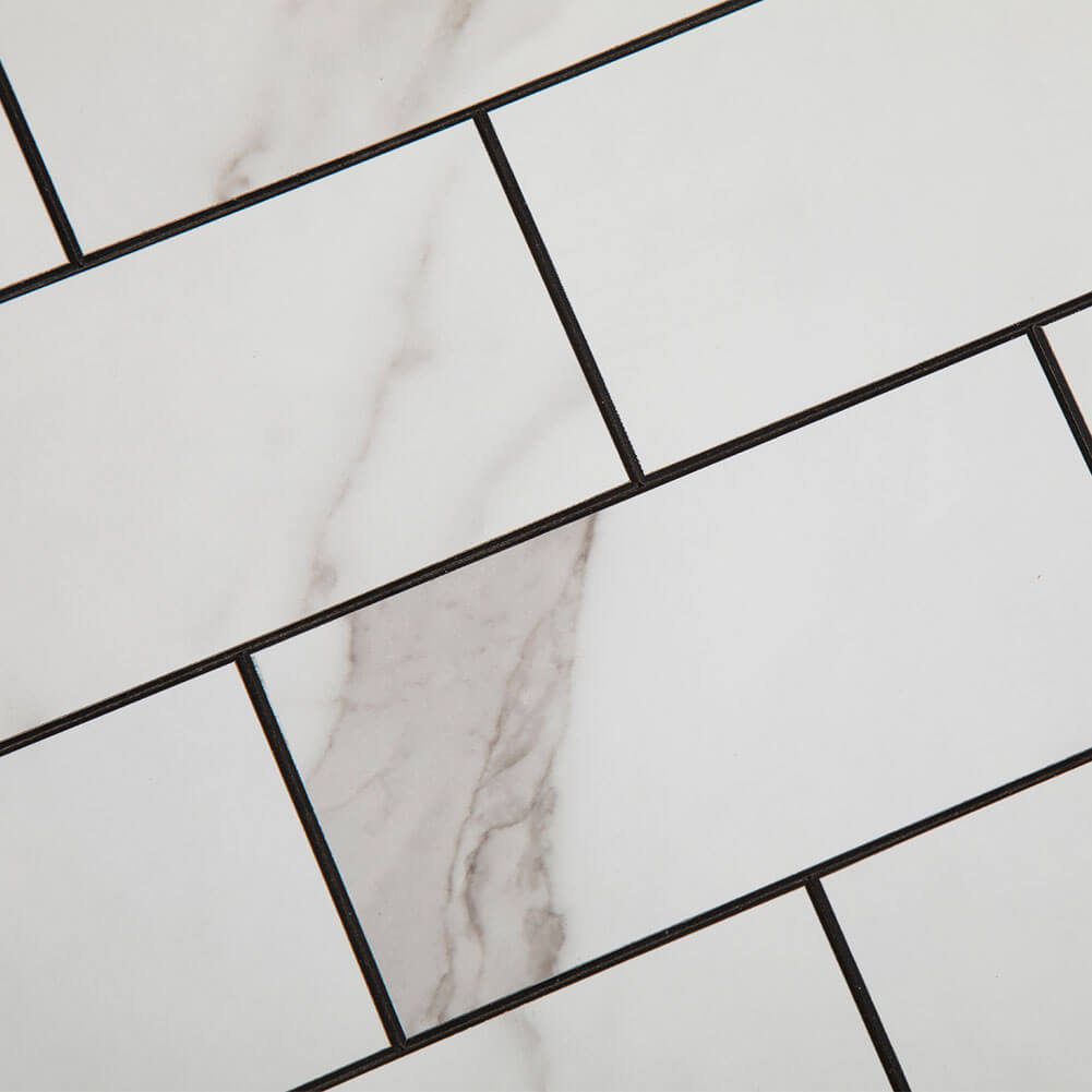 3’‘x 6‘’ Subway White Marble Grain Peel and Stick Tile Backsplash (5-Pack, 5 sq.ft.)