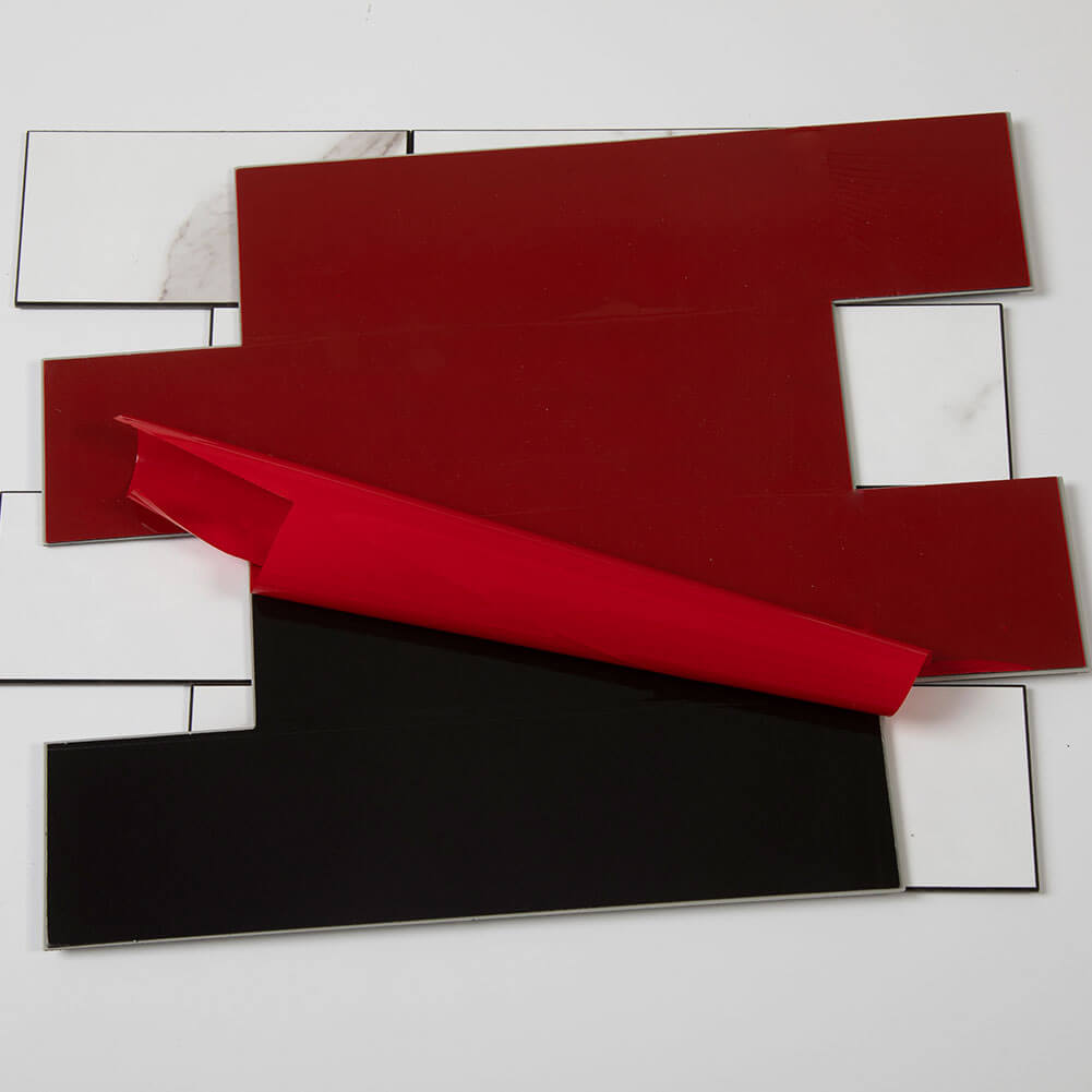 3’‘x 6‘’ Subway White Marble Grain Peel and Stick Tile Backsplash (5-Pack, 5 sq.ft.)