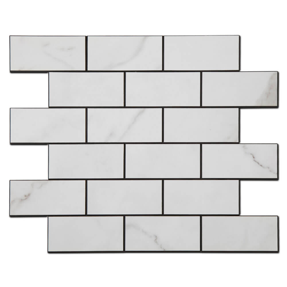 2’‘x 4‘’ Subway White Marble Grain Peel and Stick Tile Backsplash (5-Pack, 5 sq.ft.)