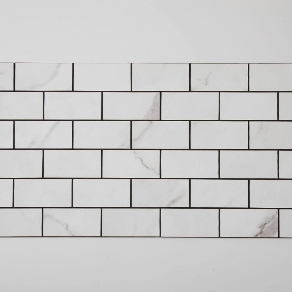 2’‘x 4‘’ Subway White Marble Grain Peel and Stick Tile Backsplash (5-Pack, 5 sq.ft.)