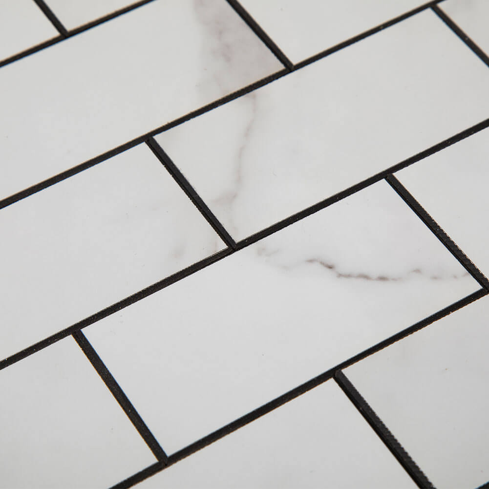 2’‘x 4‘’ Subway White Marble Grain Peel and Stick Tile Backsplash (5-Pack, 5 sq.ft.)