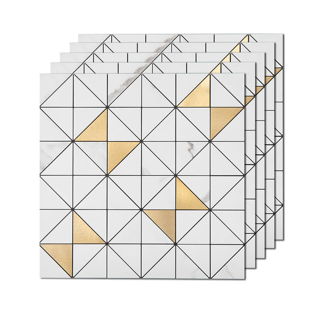 Peel and Stick Backsplash Tile 12'' X 12'' PVC White Marble Stone 5-Sheet