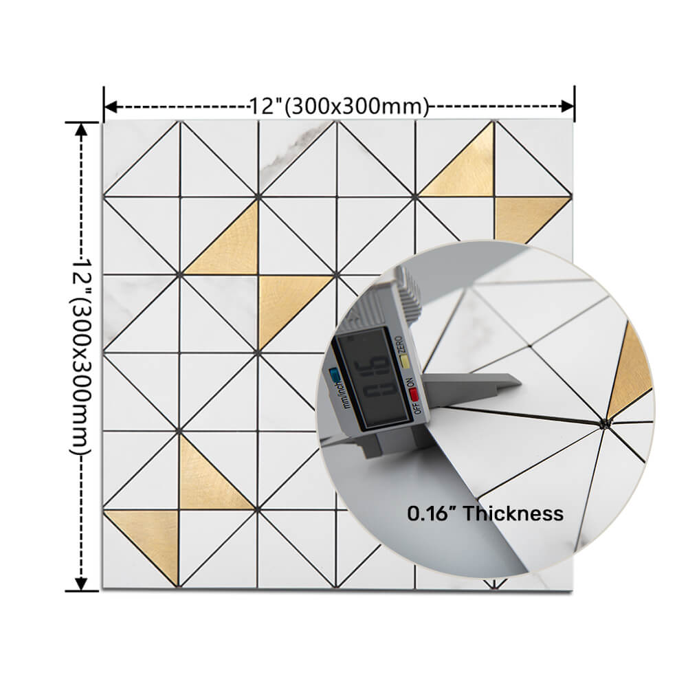 Peel and Stick Backsplash Tile 12'' X 12'' PVC White Marble Stone 5-Sheet