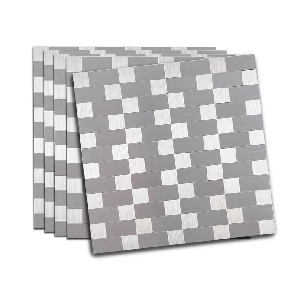 5-Pack Peel and Stick Tile Backsplash Stainless Steel Surface Metal Tile