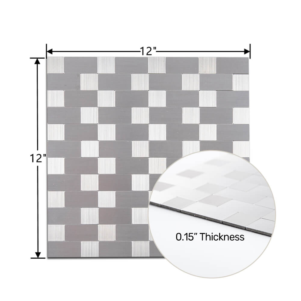 5-Pack Peel and Stick Tile Backsplash Stainless Steel Surface Metal Tile