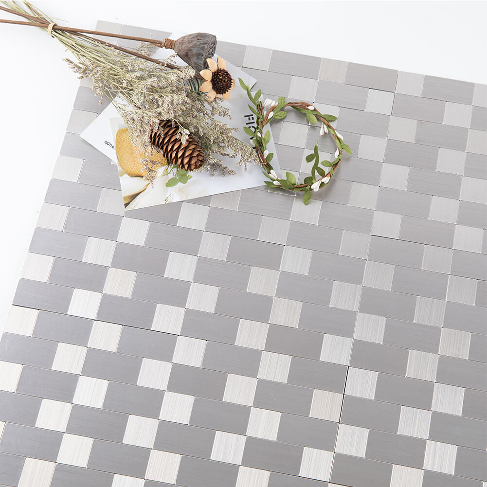 5-Pack Peel and Stick Tile Backsplash Stainless Steel Surface Metal Tile