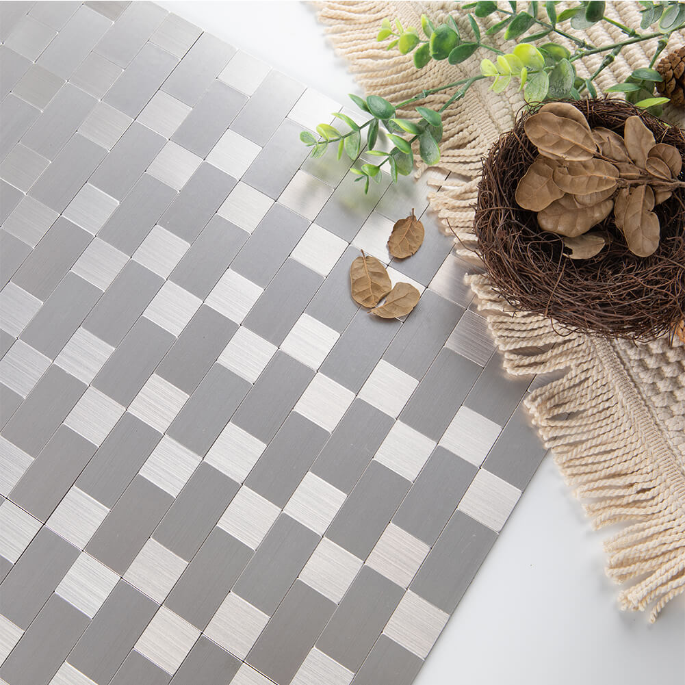 5-Pack Peel and Stick Tile Backsplash Stainless Steel Surface Metal Tile