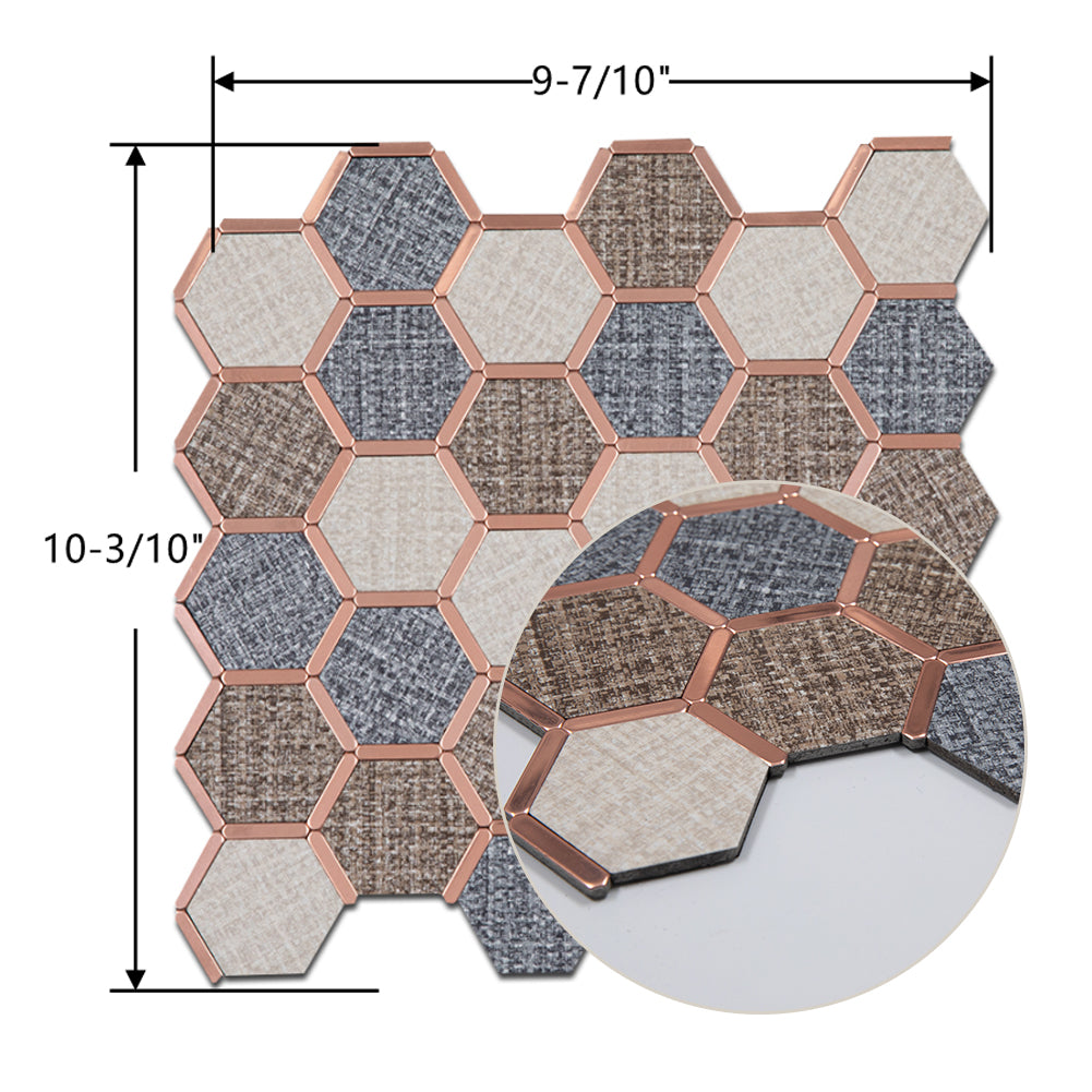 5-Sheet Peel and Stick Backsplash Tile PVC Imitation Cloth Pattern Self-Adhesive Mosaic Tile (Cream, Coffee and Dark Grey)