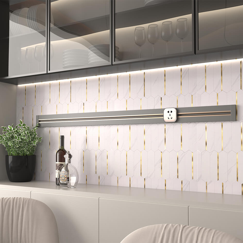 Peel and Stick Backsplash Tile Hexagon PVC White Marble with Gold Metal 5-Sheet