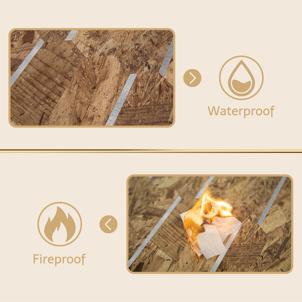 Peel and Stick Backsplash Tile Hexagon PVC Brown Wood Pattern with Gold Metal 5-Sheet