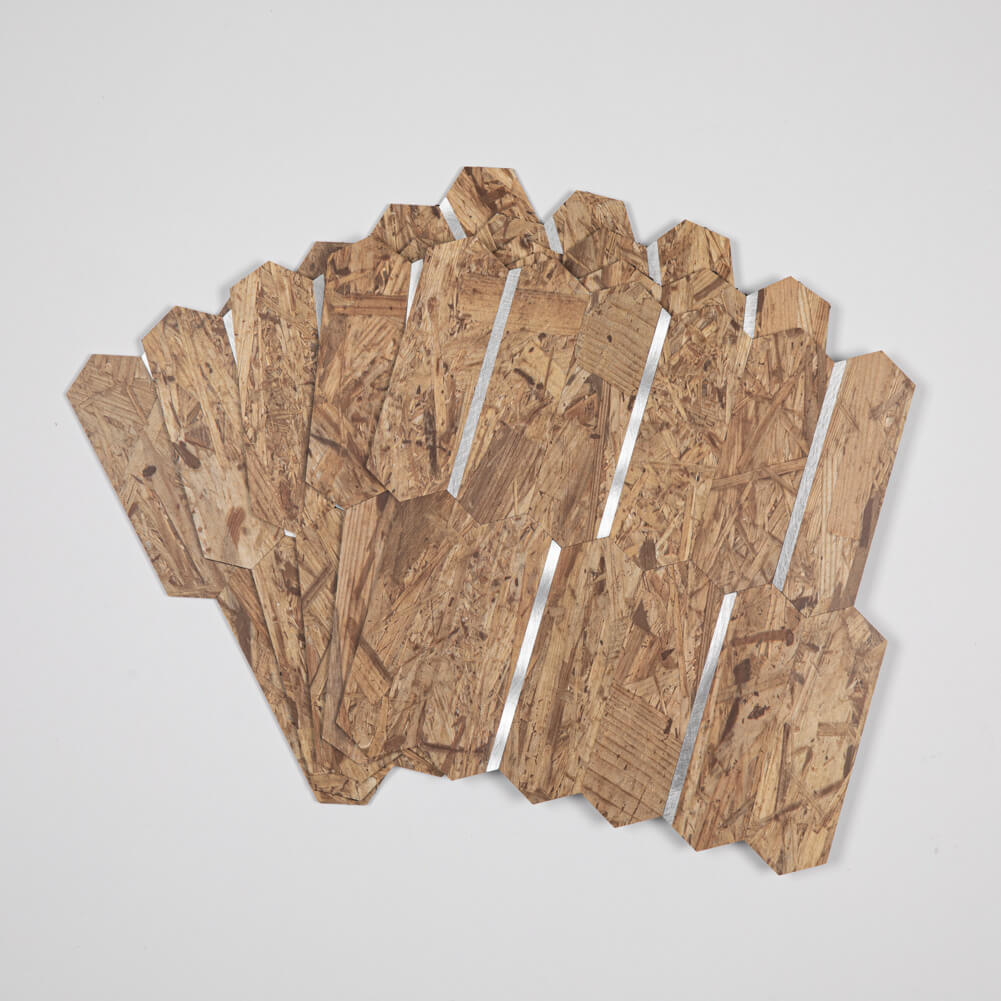 Peel and Stick Backsplash Tile Hexagon PVC Brown Wood Pattern with Gold Metal 5-Sheet