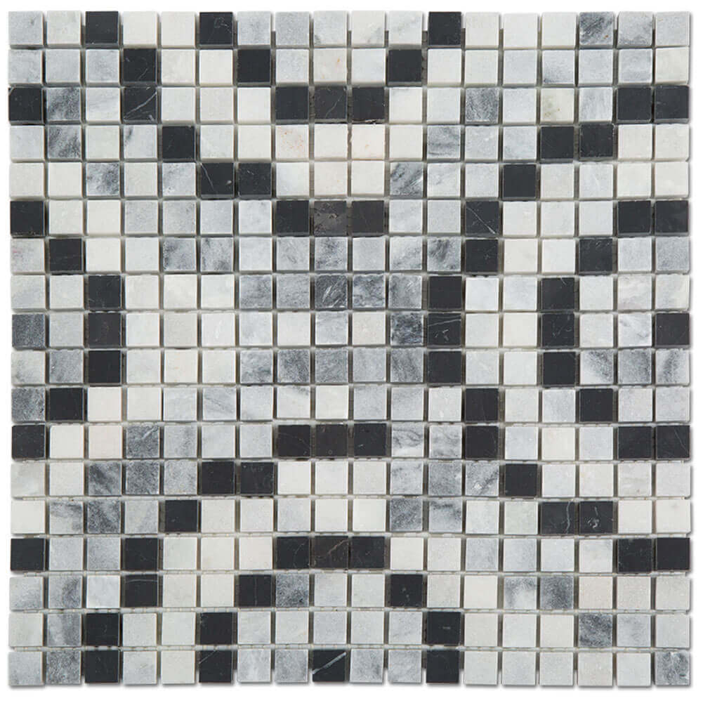 Bardiglio Gray Square Marble Mosaic Tile (5-Pack)
