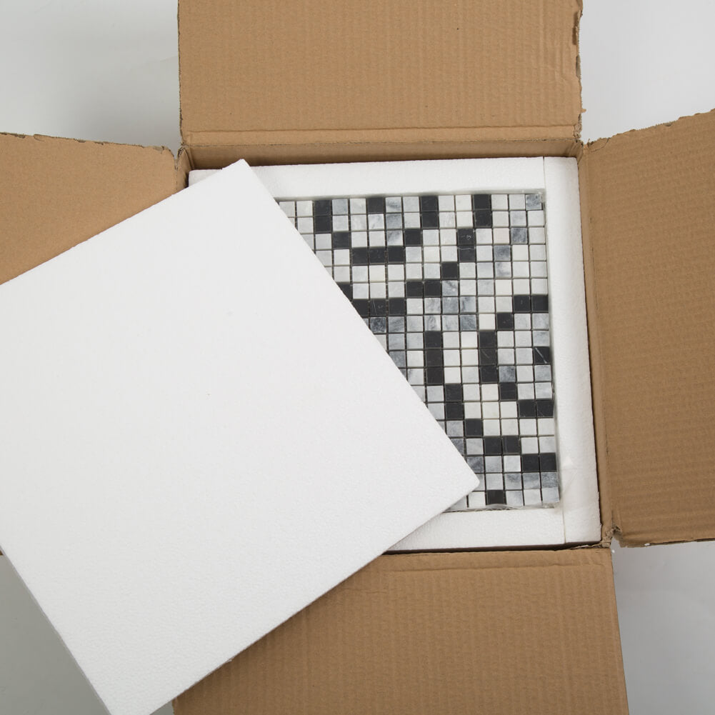 Bardiglio Gray Square Marble Mosaic Tile (5-Pack)