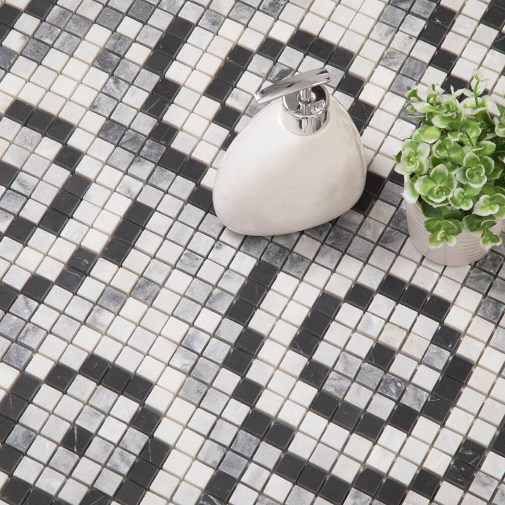 Bardiglio Gray Square Marble Mosaic Tile (5-Pack)