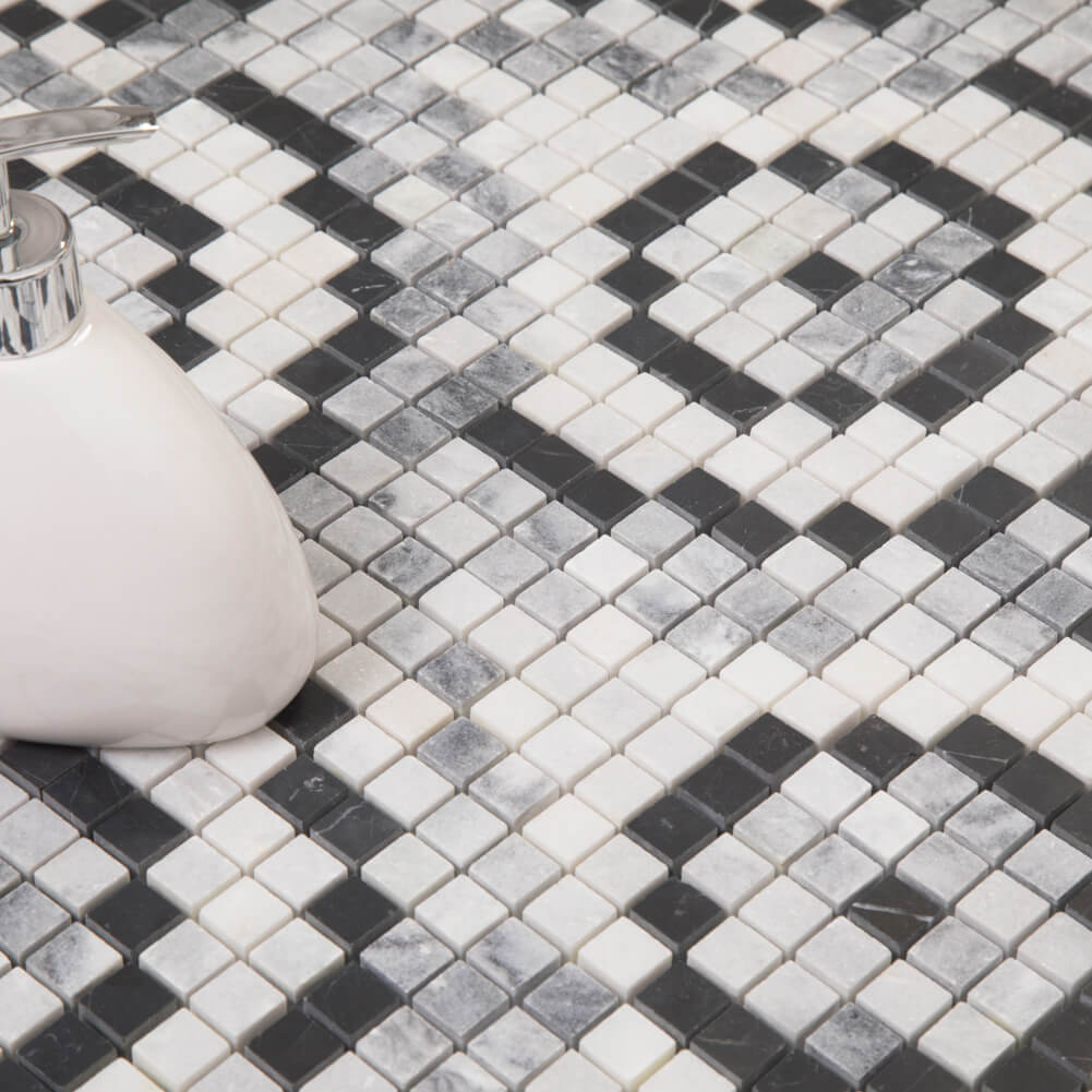 Bardiglio Gray Square Marble Mosaic Tile (5-Pack)